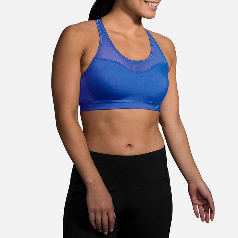 Brooks FastForward Crossback Running Bra - Women's - Blue (83941-YZXU)